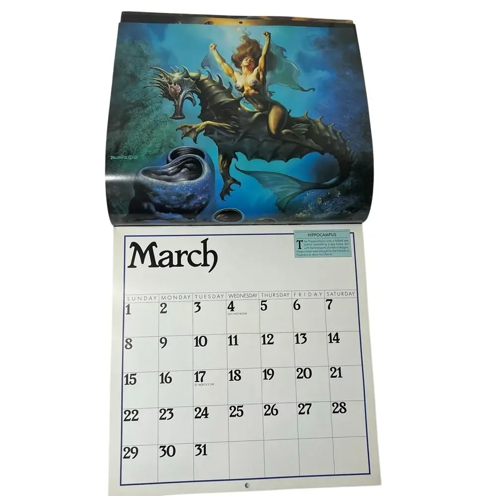 1992 Boris Vallejo Mythology Calendar Unused same dates again in leap year 2048